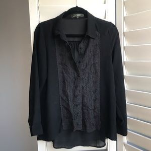 Love Stitch Black Lace Botton Up